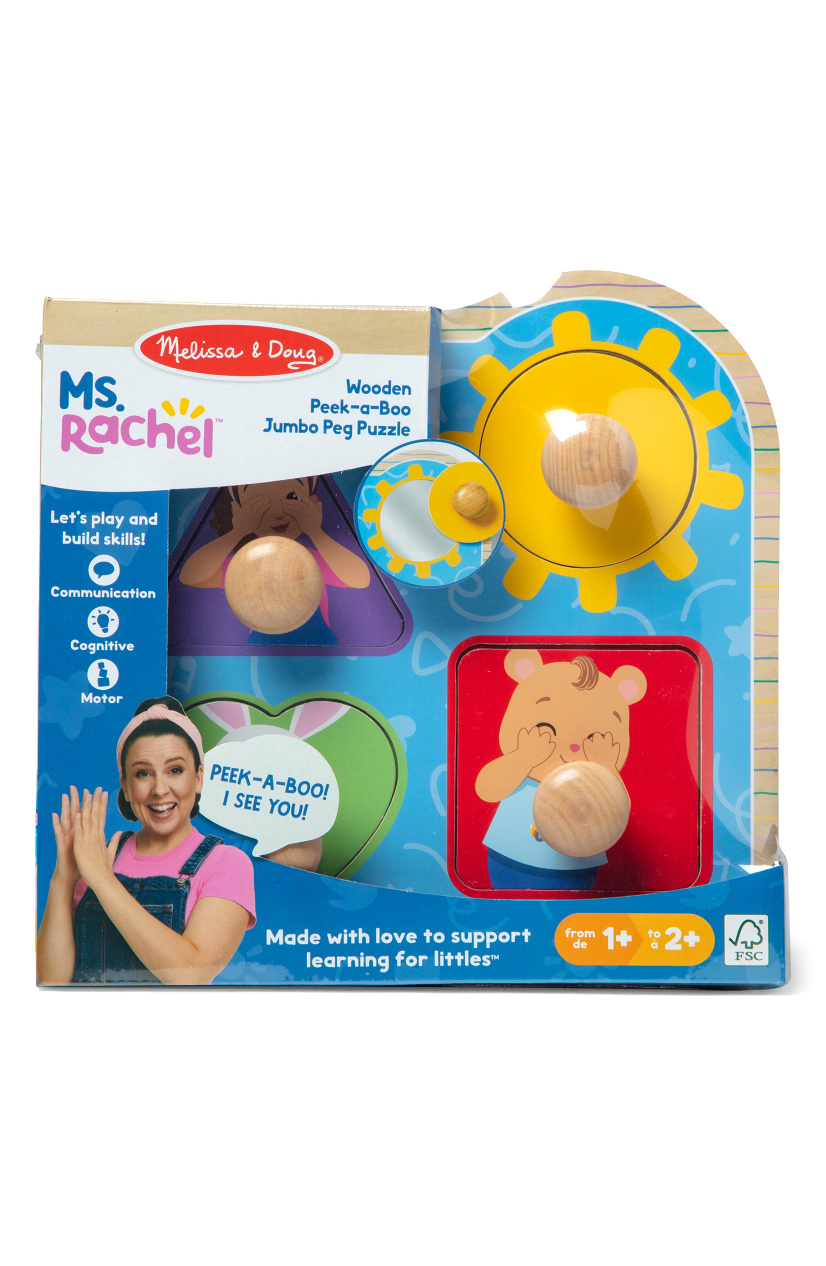 Melissa & Doug x Ms. Rachel Peek-a-Boo Jumbo Peg Puzzle 