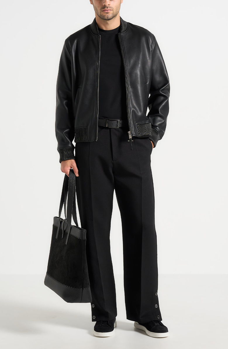 Manière De Voir Boris Relaxed Fit Tailored Button Cuff Trousers, Alternate, color, Black