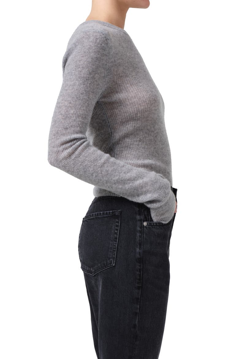 Alessia Wool & Cashmere Blend Rib Top, Alternate, color, DARK HEATHER GREY