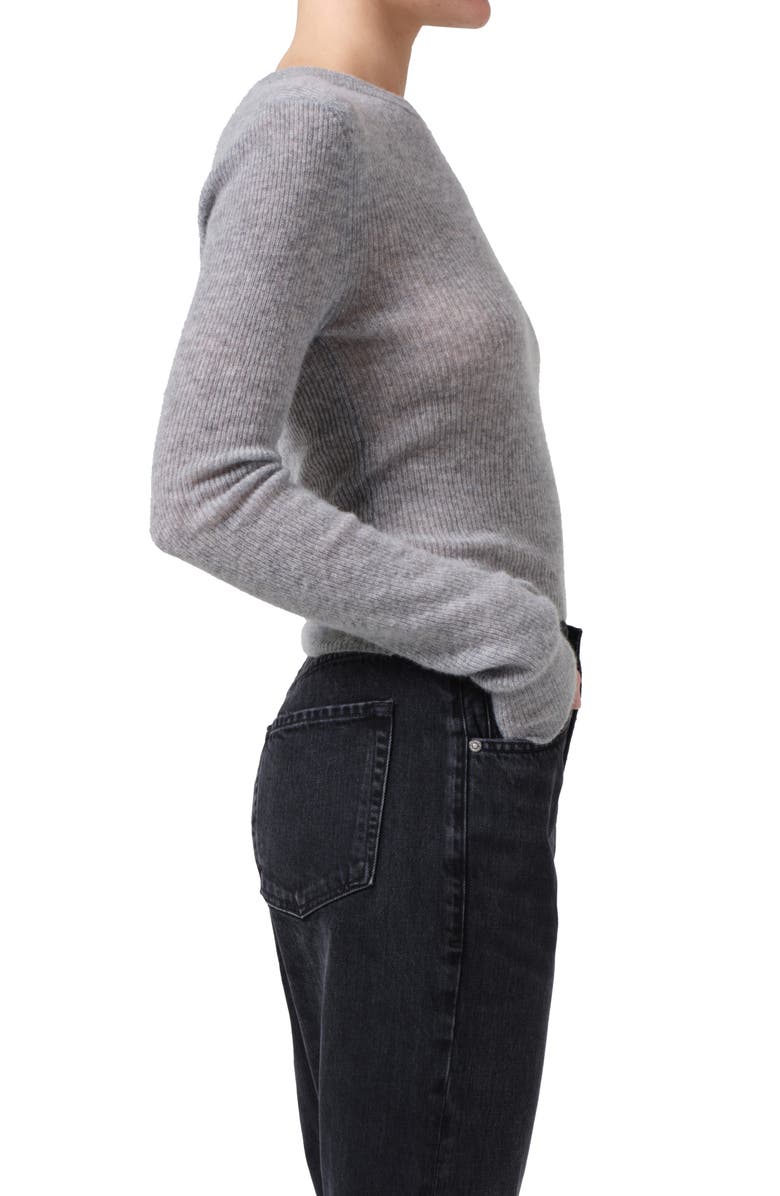 Citizens of Humanity Alessia Wool & Cashmere Blend Rib Top, Alternate, color, Dark Heather Grey