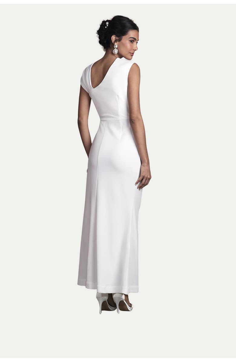 Coast Bow Detail Crepe Wedding Dress, Alternate, color, Ivory