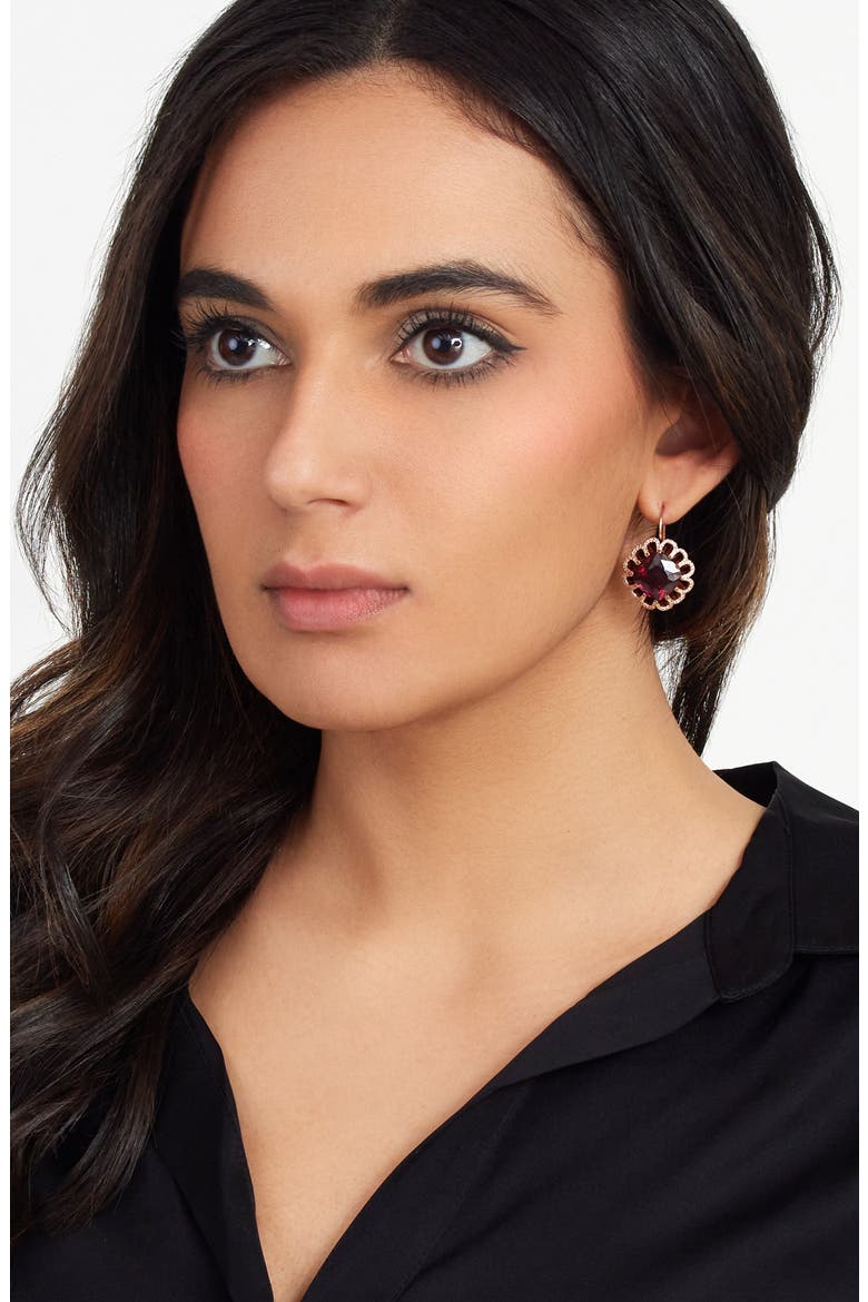 Floating Rhodolite Garnet & Diamond Drop Earrings, Alternate, color, ROSE/ DIAMOND/ GARNET