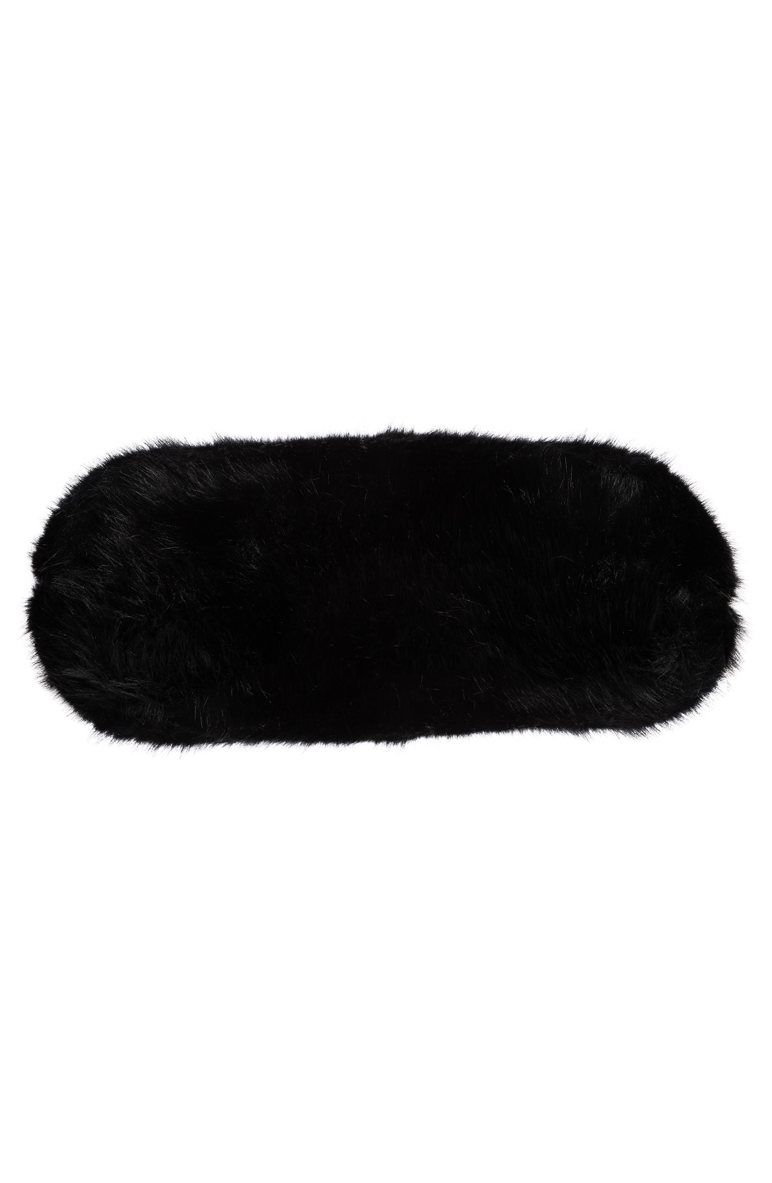 BCBG Faux Fur Tote Bag with Pouch, Alternate, color, Black