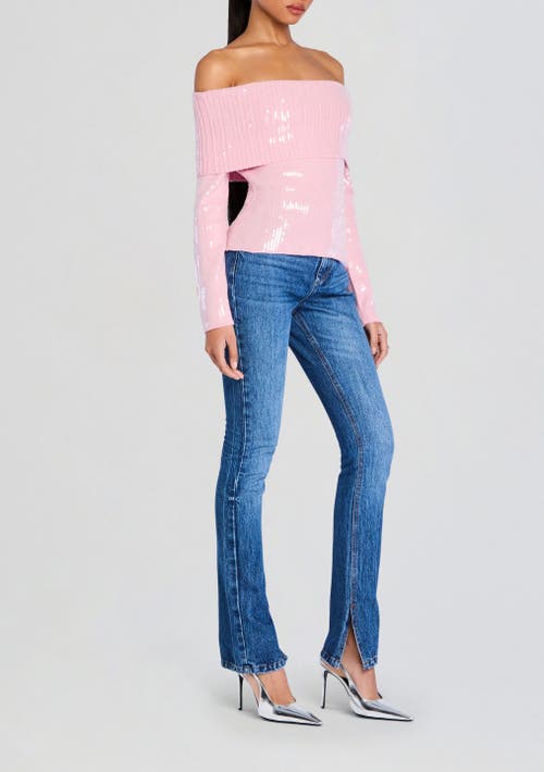 Retroféte Jourdana Sequined Off-the-shoulder Sweater In Earl Rose