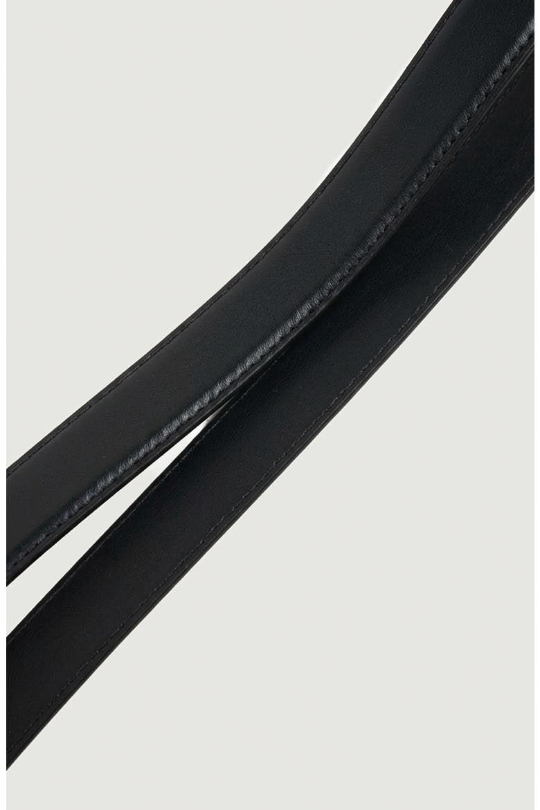 Engraved Buckle Leather Belt, Alternate, color, Black