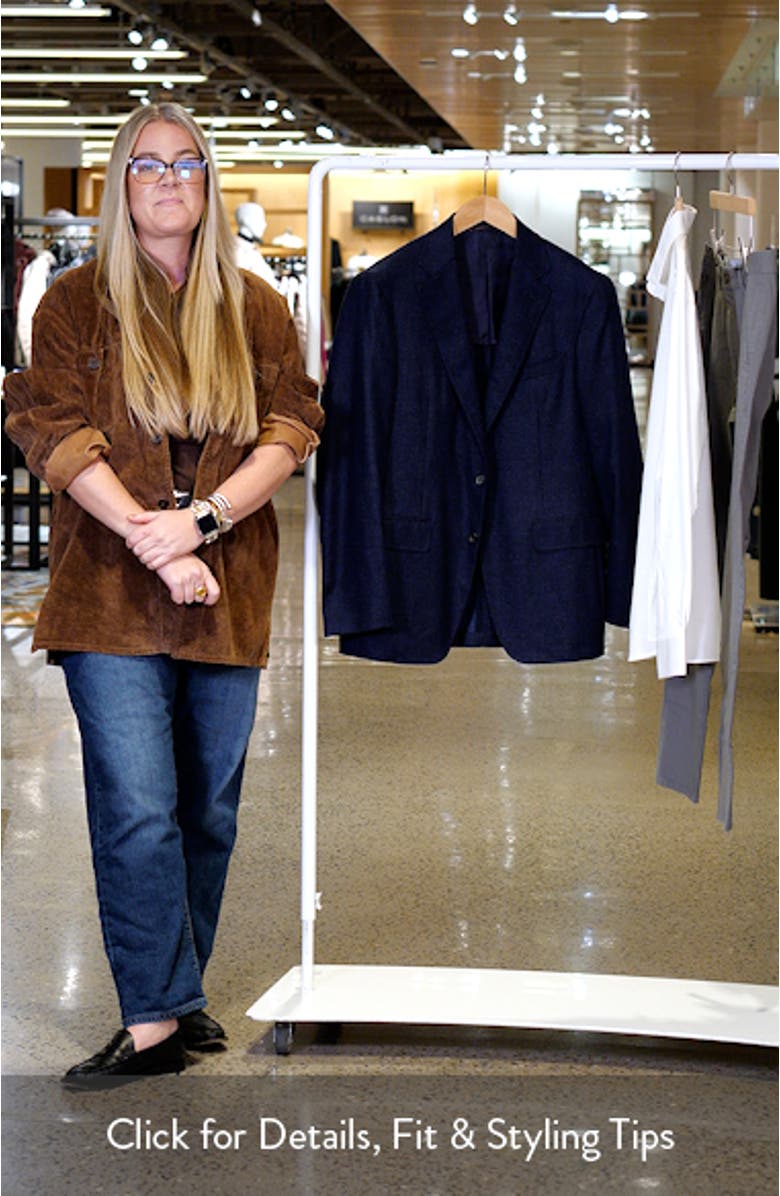 Kai Trim Fit Navy Wool Herringbone Sport Coat, sales video thumbnail