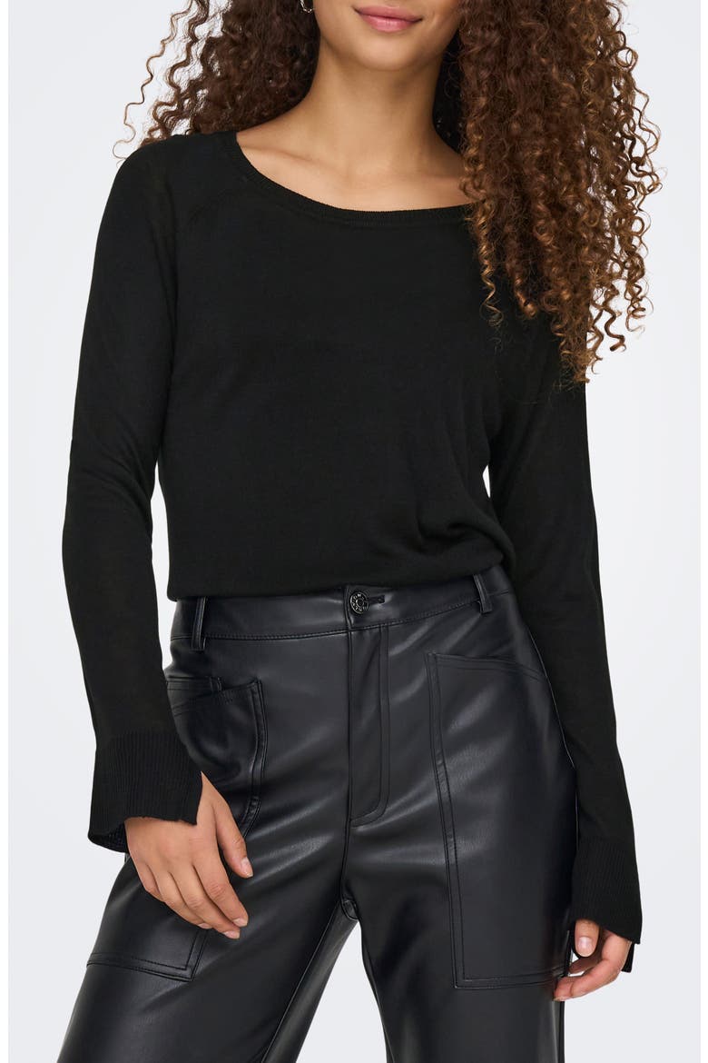 Vienna Long Sleeve Knit T-Shirt, Main, color, BLACK