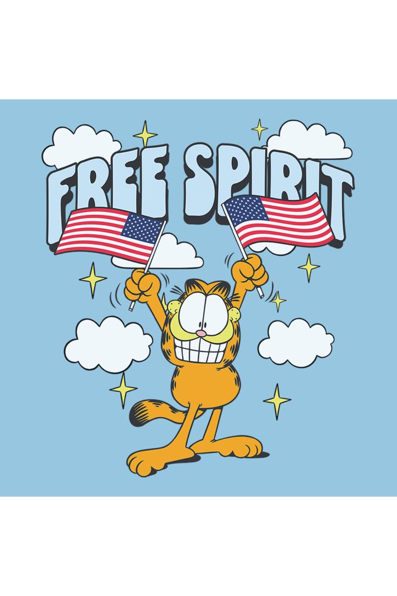 Boy's Garfield Free Spirit Smile  Graphic T-Shirt, Alternate, color, Light Blue