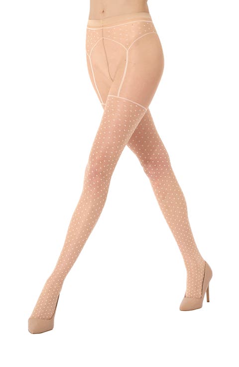Illusion Garter Belt Polka Dot Tights