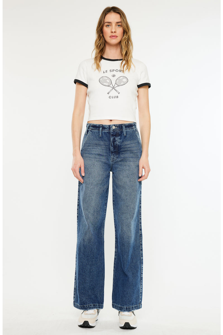 Sterling High Rise 90's Wide Leg Jeans, Alternate, color, Dark Wash