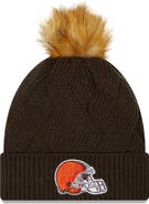 New Era Women's New Era Brown Cleveland Browns Snowy Cuffed Knit Hat with Pom
