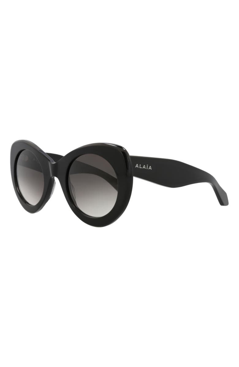 Alaïa 51mm Cat Eye Gradient Sunglasses, Alternate, color, Black Black Grey