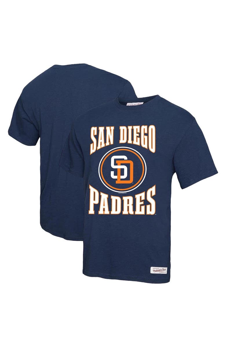 Mitchell & Ness Men's Mitchell & Ness Navy San Diego Padres Arched Logo Slub T-Shirt, Main, color, Navy