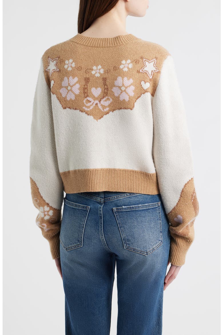 Leyah Jacquard Detail Wool Blend Cardigan, Alternate, color, PRAIRIE SAND