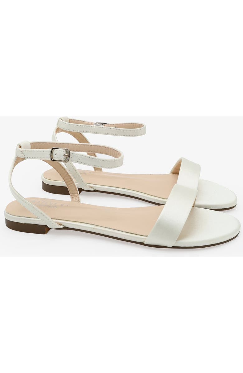 Kailee P Maddy Satin Flat Sandal with Ankle Strap, Main, color, Ivory