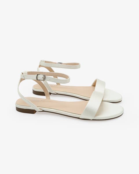 Maddy Satin Flat Sandal with Ankle Strap