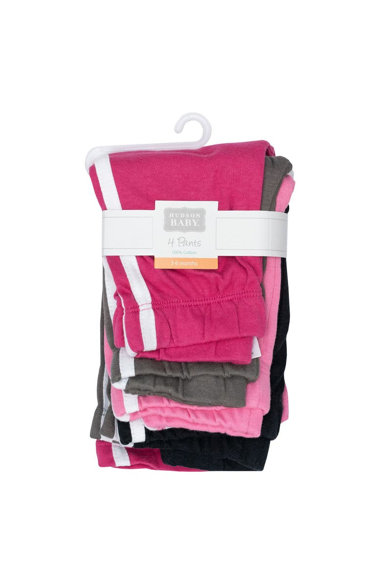 Hudson Baby Cotton Athletic Pants 4Pk, Alternate, color, Fuchsia Black