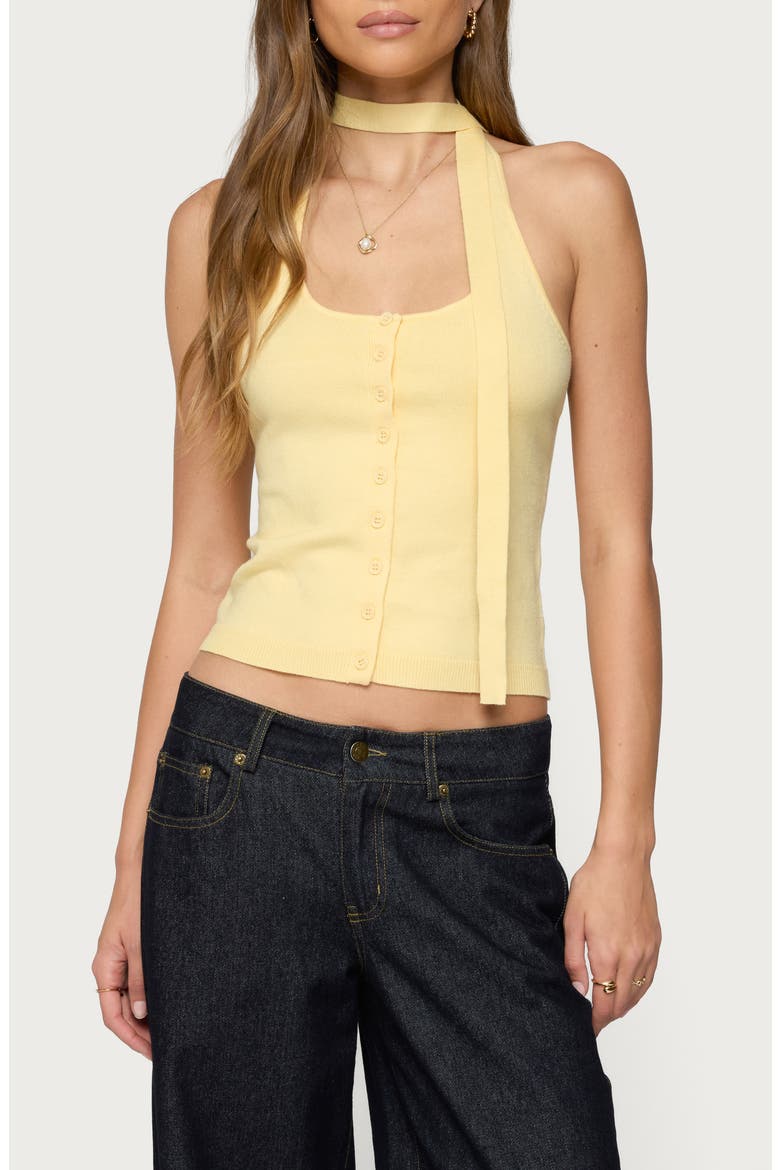 Knit Halter Top & Scarf Set, Main, color, YELLOW