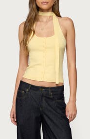 EDIKTED Knit Halter Top & Scarf Set