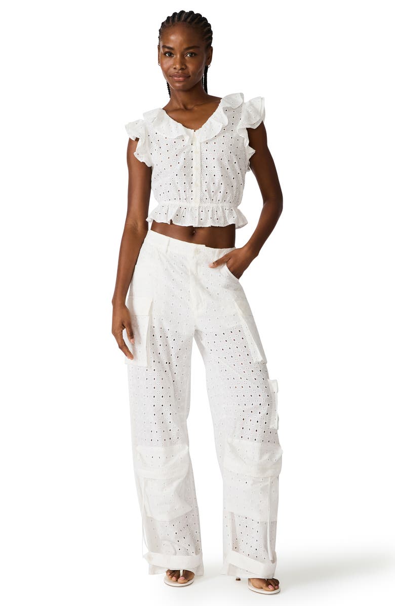 Steve Madden Mayra Cotton Eyelet Top, Alternate, color, White