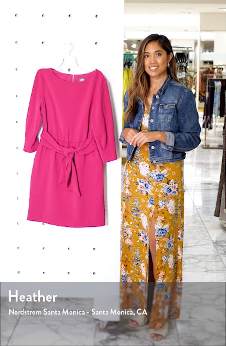 Tie Waist Crepe Sheath Dress, sales video thumbnail