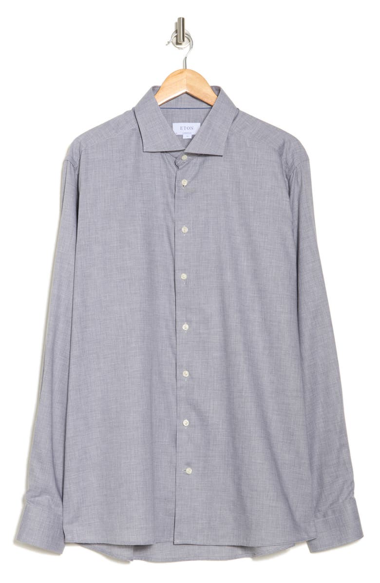 Eton Contemporary Fit Herringbone Flannel Dress Shirt, Alternate, color, 