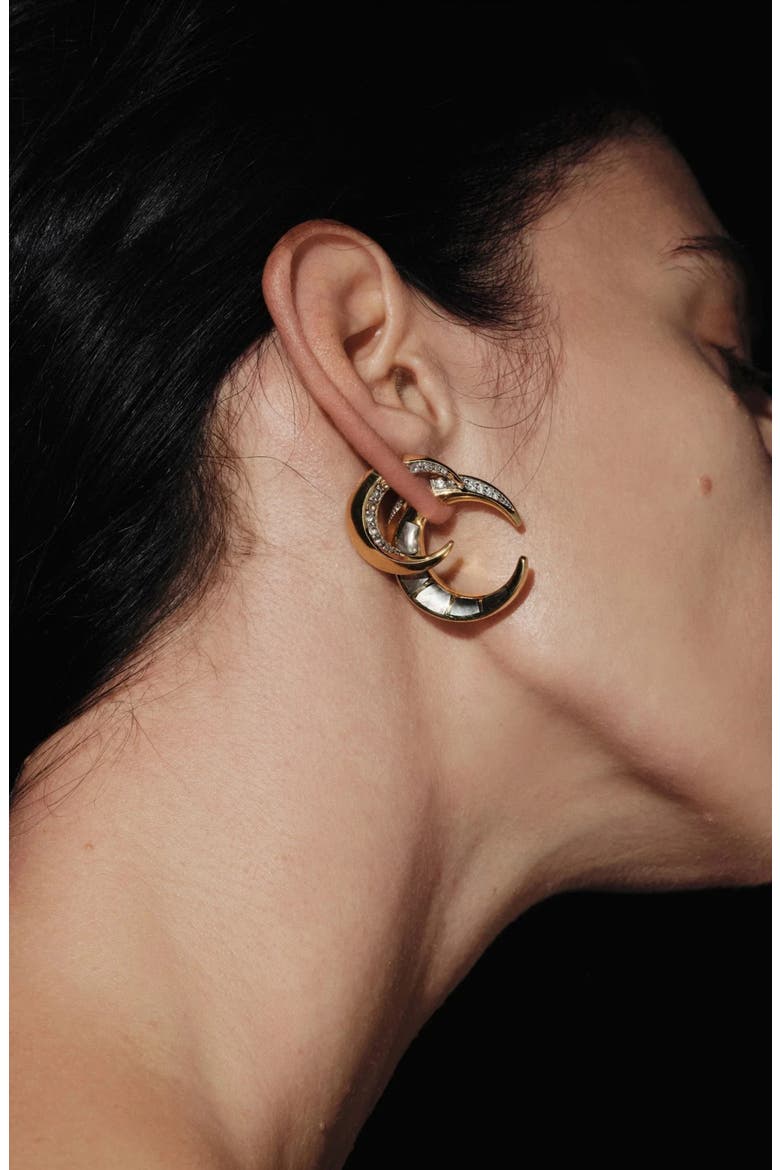 Crescent Moon Bypass Hoop Earrings, Alternate, color, 14K GOLD VERMEIL