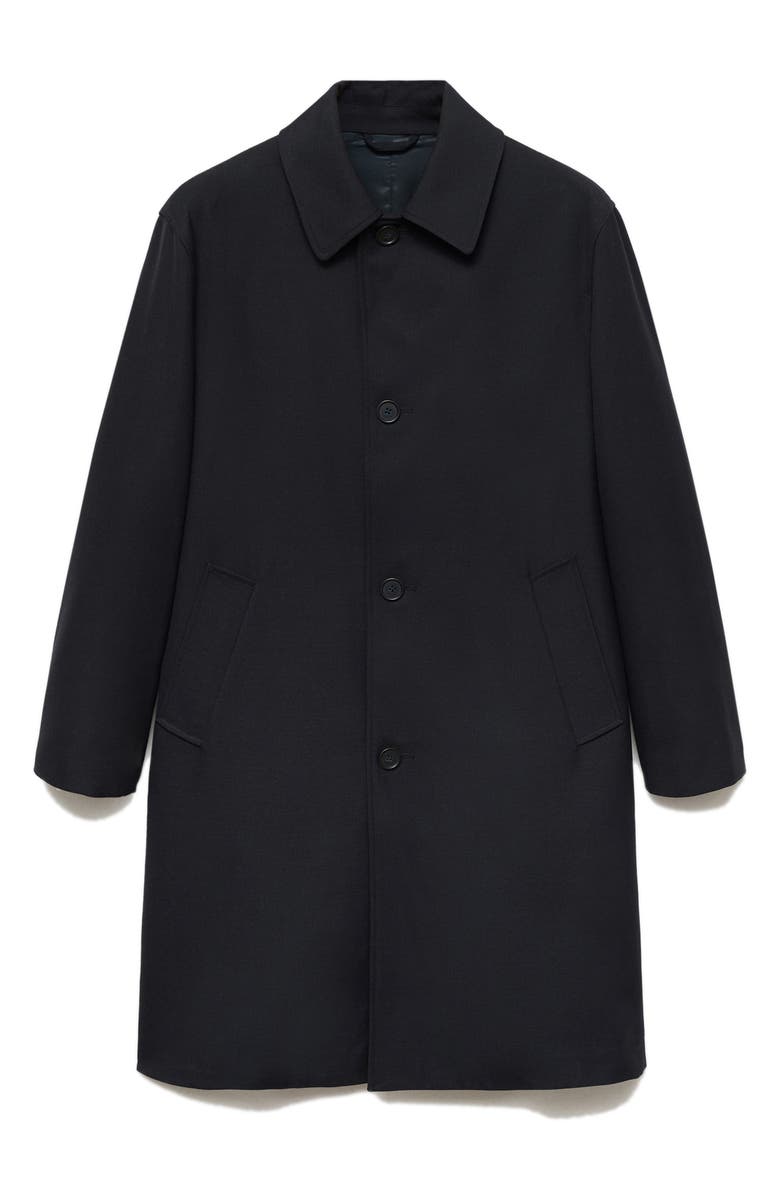 MANGO Comfort Stretch Oversize Trench Coat, Main, color, Dark Navy