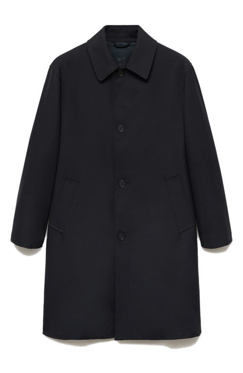 Mango Comfort Stretch Oversize Trench Coat In Dark Navy