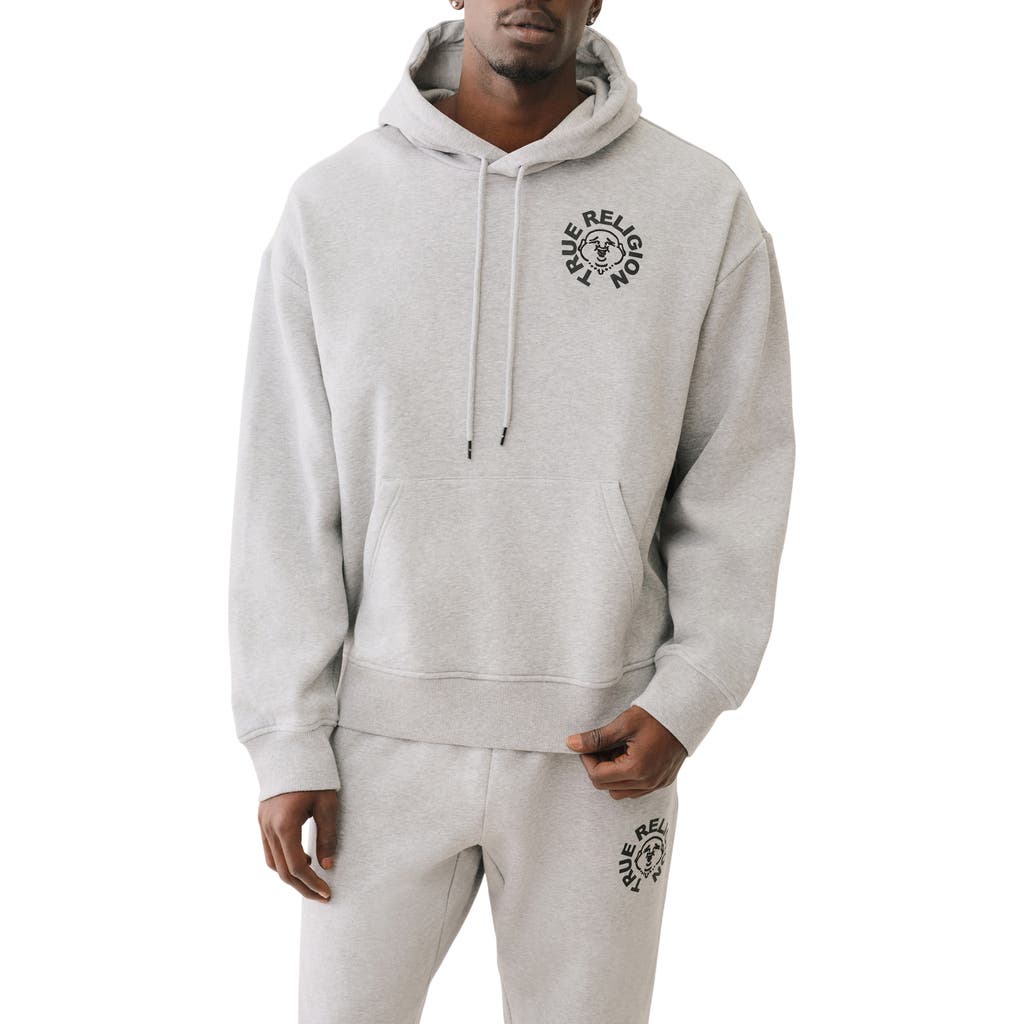 True Religion Buddha Face Cotton Blend Hoodie In Gray
