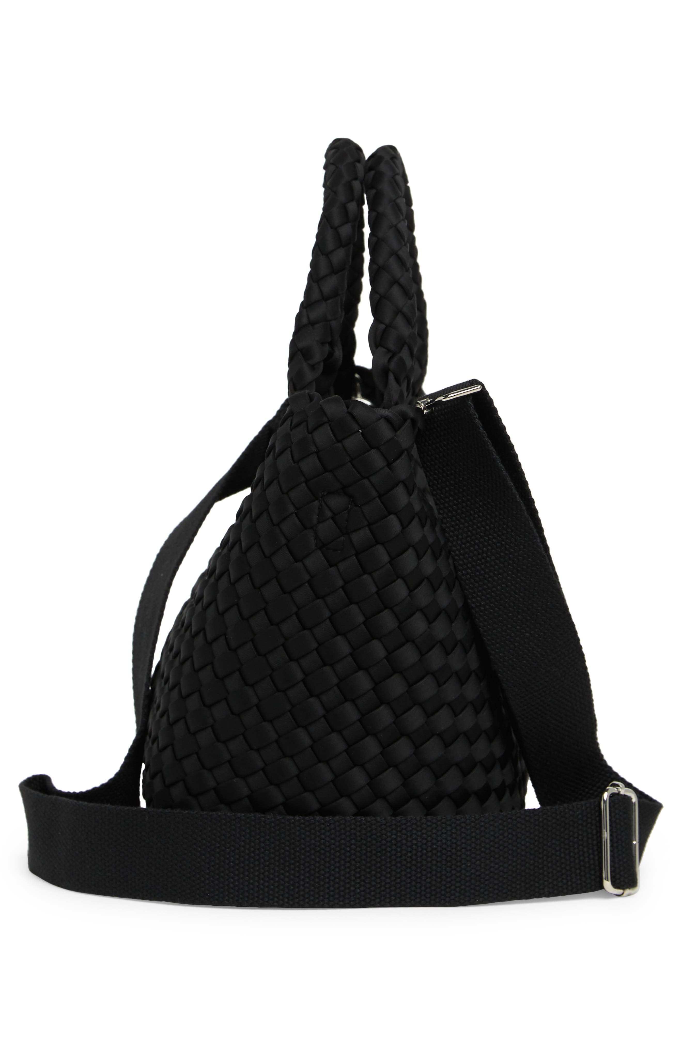 BCBG Small Neoprene Woven Tote Bag, Alternate, color, Black