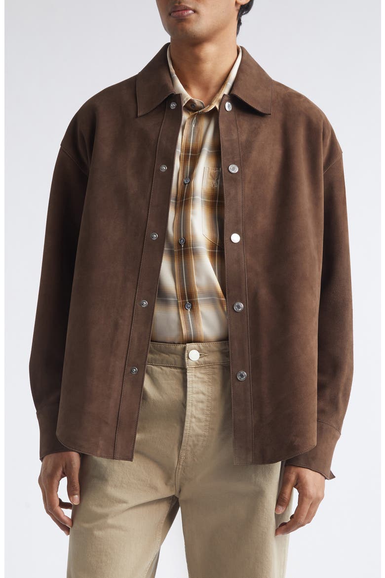 Goatskin Suede Overshirt, Main, color, CHOCOLAT
