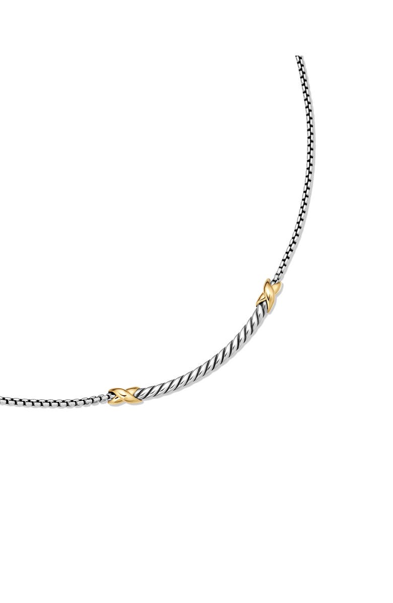 David Yurman Petite X Bar Pendant Necklace, Alternate, color, Silver/ Yellow Gold