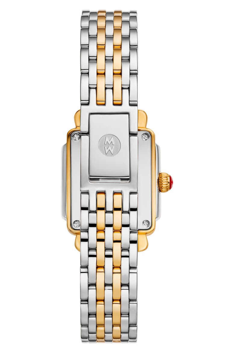Mini Deco Madison Two-Tone 18K Gold Plate Diamond Bracelet Watch, 23mm x 24mm, Alternate, color, TWO TONE