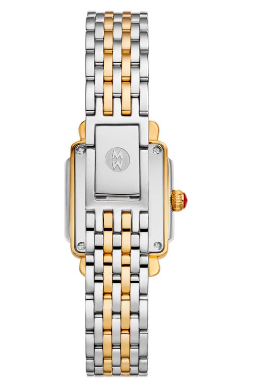Michele Mini Deco Madison Two-tone 18k Gold Plate Diamond Bracelet Watch, 23mm X 24mm In Two Tone