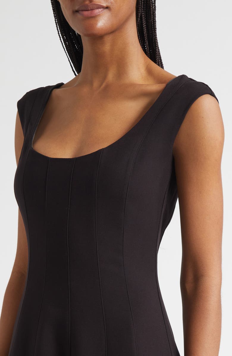 STAUD Cap Sleeve Midi Dress, Alternate, color, Black