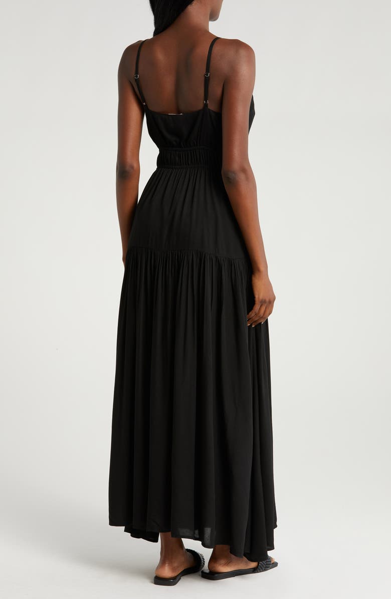 Elan Tie Front Cover-Up Maxi Dress, Alternate, color, Black