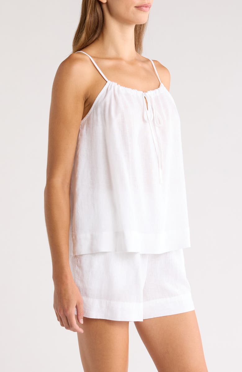 Nordstrom Vacation Linen Blend Short Pajamas, Alternate, color, White