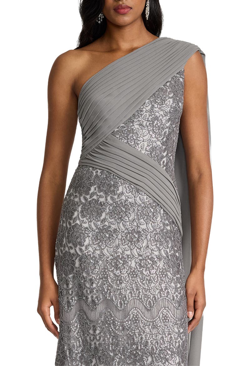 Sequin Cape Gown, Alternate, color, MIST