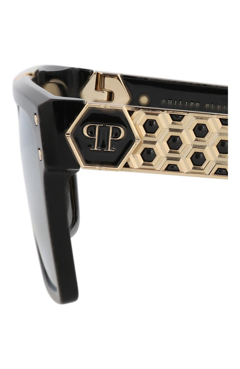 PHILIPP PLEIN 55mm Square Sunglasses, Alternate, color, Black Black Gold