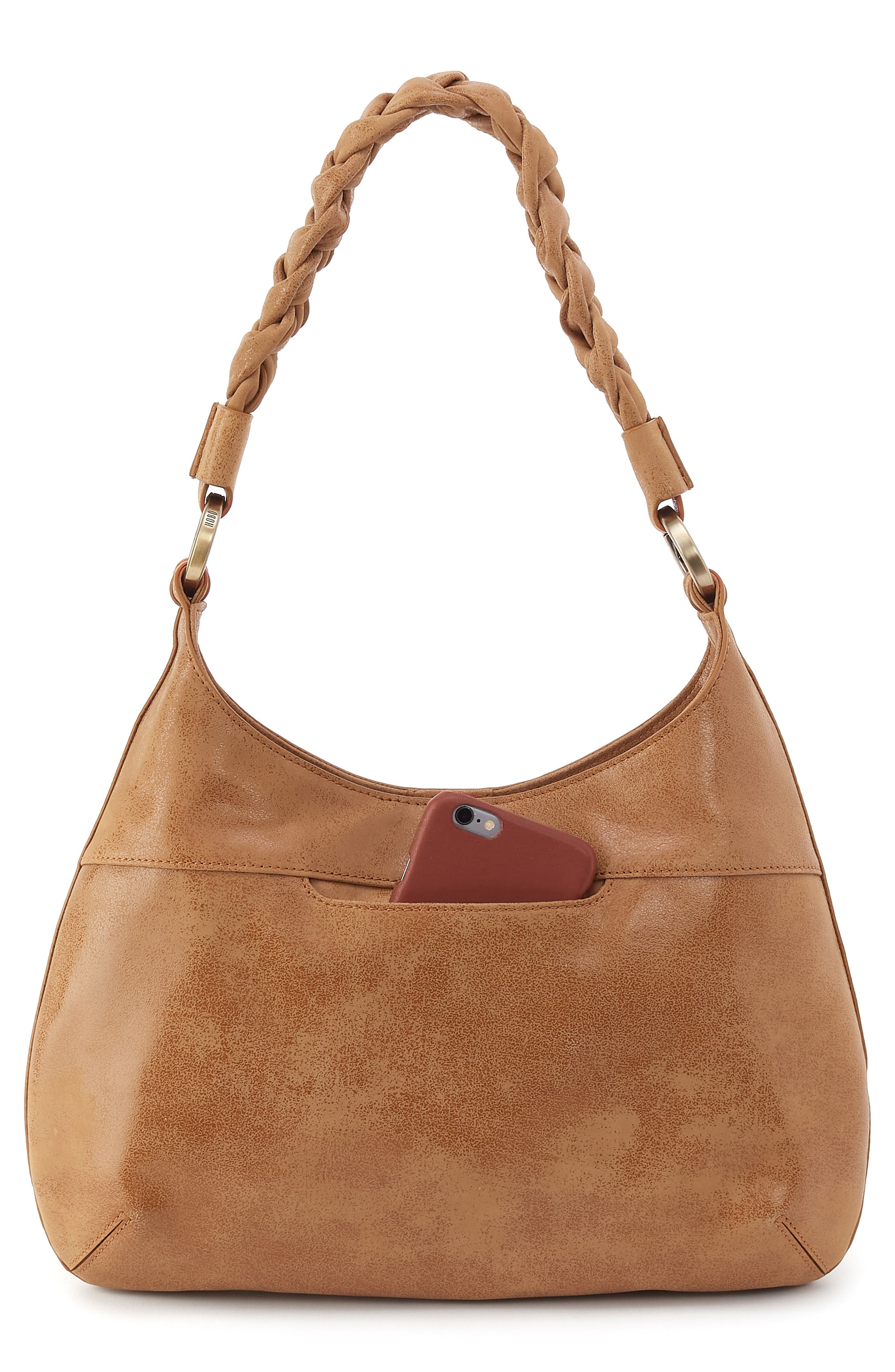HOBO Madison Leather Shoulder Bag, Alternate, color, Whiskey