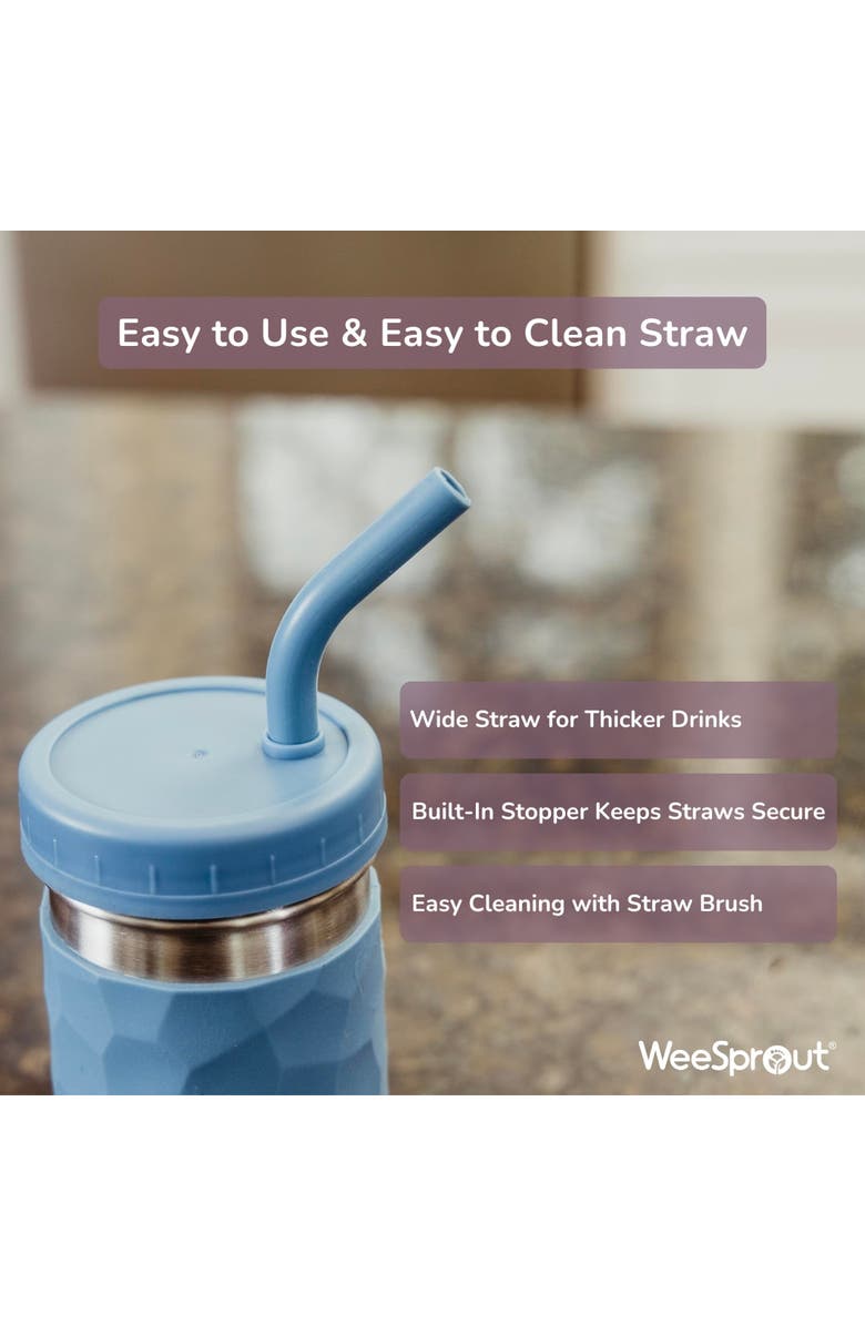 WeeSprout 2-in-1 Drinking Cups for Kids, Durable Stainless Steel Tumblers, Set of 4, Alternate, color, Green/Pink/Blue/Grey (12 Oz)