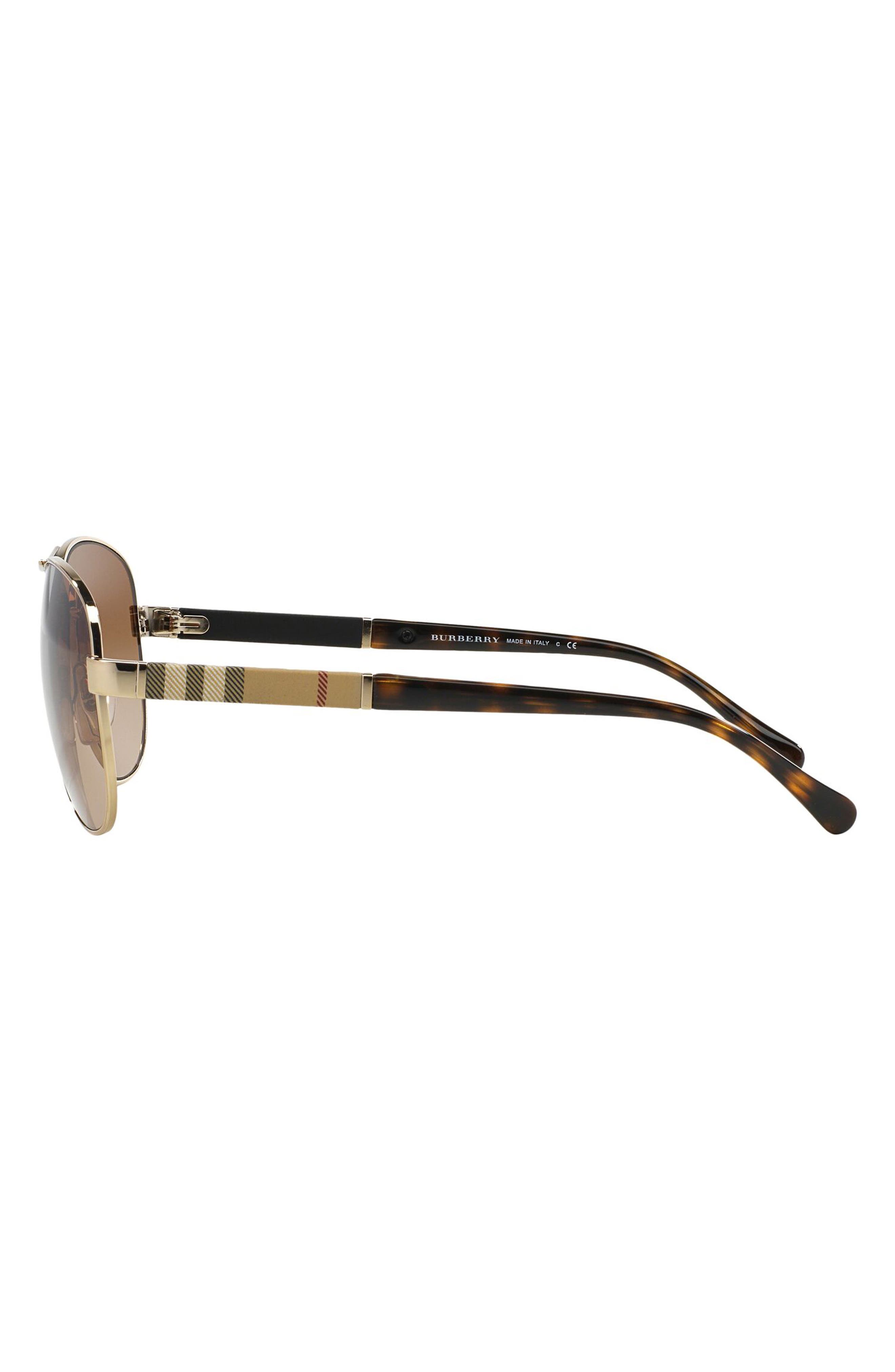 Burberry B 3080 Gold Check Aviator Sunglasses Brown Gradient Lens 59mm Italy‎ Burberry BE3080 Sunglasses | LensCrafters main image 4
