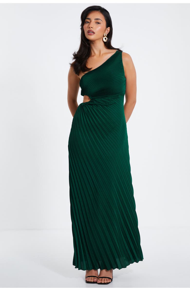 QUIZ Satin Pleated One Shoulder Maxi Dress, Main, color, 