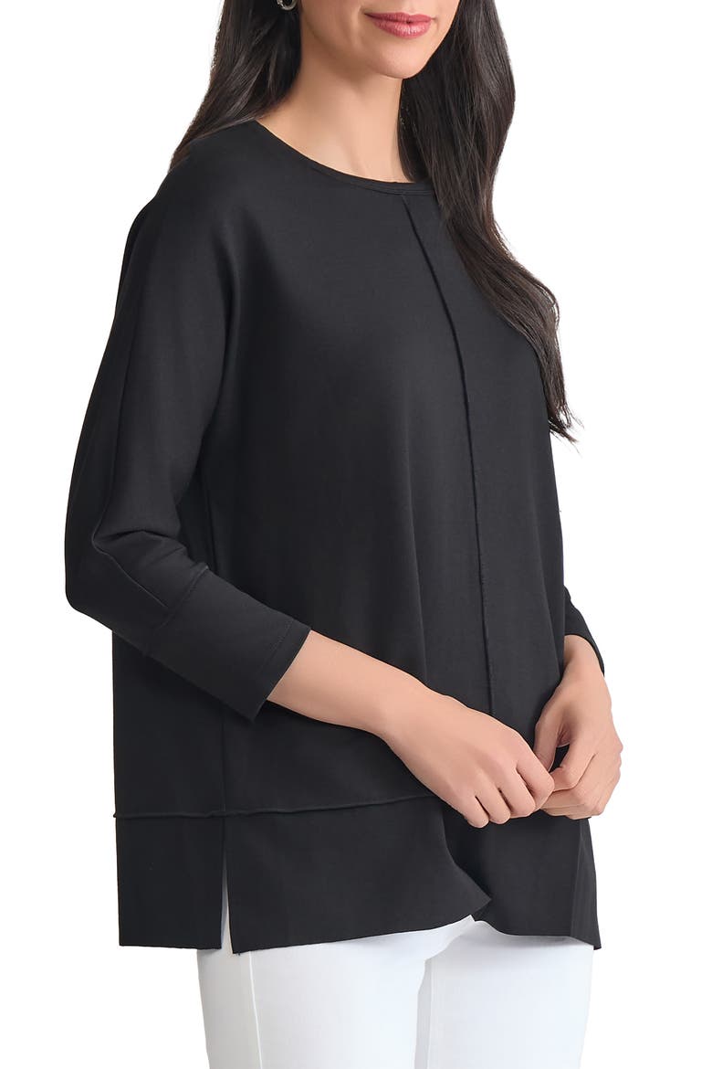 Serenity Three Quarter Sleeve Knit Top, Alternate, color, JONES BLACK