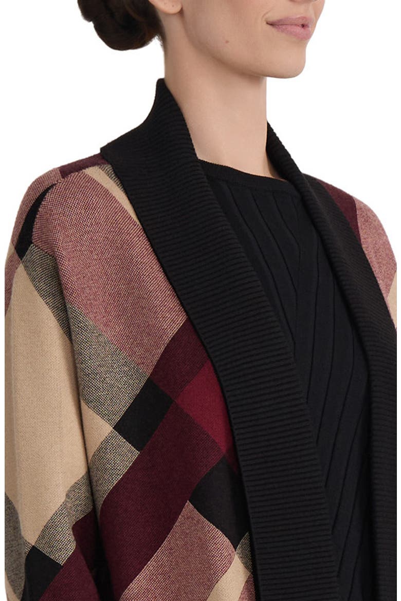 Plaid Turnback Collar Cardigan, Alternate, color, CLASSIC WINE MULTI