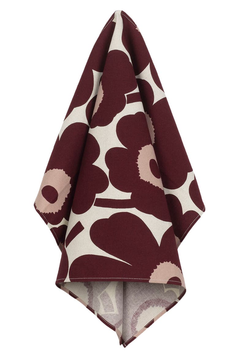 Pieni Unikko Kitchen Towel, Main, color, COTTON BURGUNDY PINK