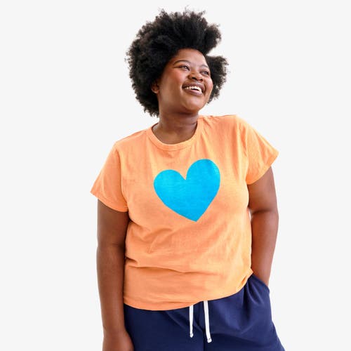 Primary Adult Classic Slub Crewneck Heart Tee In Orange