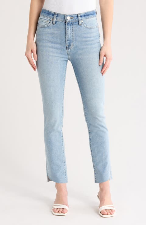Le High Straight Leg Raw Hem Jeans (Blue Springs)