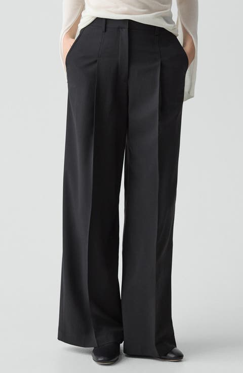 パンツ 00s black wool blend mode wide slacks High Waist Black Wool Trousers
